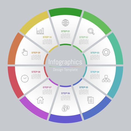 Infographic 10 options design elements for your business data. Vector Illustration.のイラスト素材