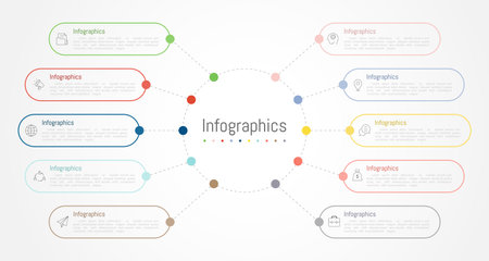 Infographic 10 options design elements for your business data. Vector Illustration.のイラスト素材