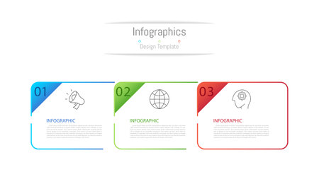 Infographic 3 options design elements for your business data. Vector Illustration.のイラスト素材