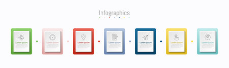 Infographic 7 options design elements for your business data. Vector Illustration.のイラスト素材