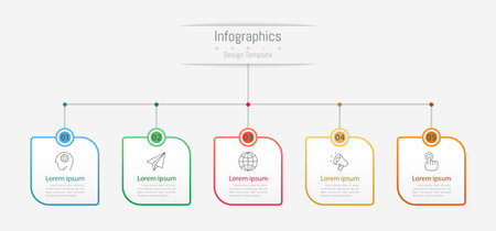 Infographic 5 options design elements for your business data. Vector Illustration.のイラスト素材