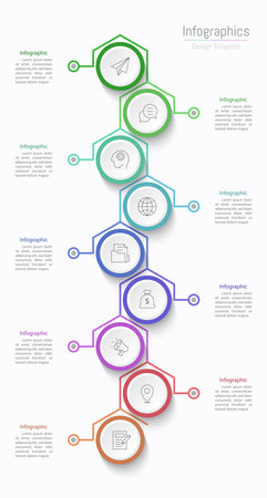 Infographic 9 options design elements for your business data. Vector Illustration.のイラスト素材