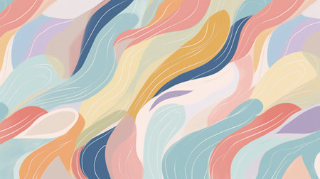 Abstract background with wavy lines in pastel colors. Vector illustration.の素材