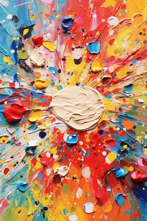 Colorful paint splashes on a white background. Abstract background.の素材