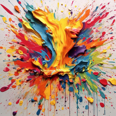 Colorful splashes of paint on a white background. Abstract backgroundの素材