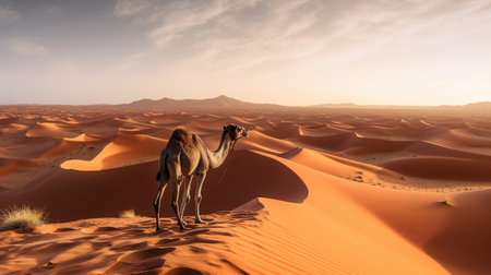 Two camels in the Sahara desert, Morocco. 3d renderingの素材