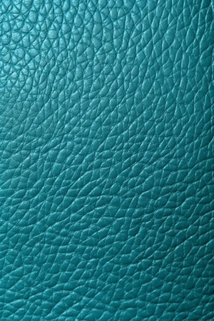 Turquoise leather texture as background, closeup. Interior designの素材