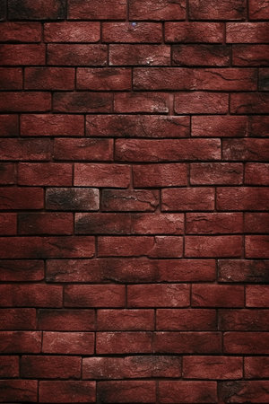 Red brick wall texture background with vignetted corners and copy spaceの素材