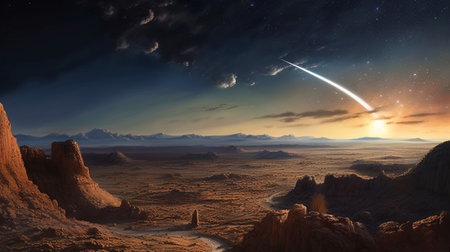 Fantasy alien planet. Mountain. 3D illustration. Space background.の素材