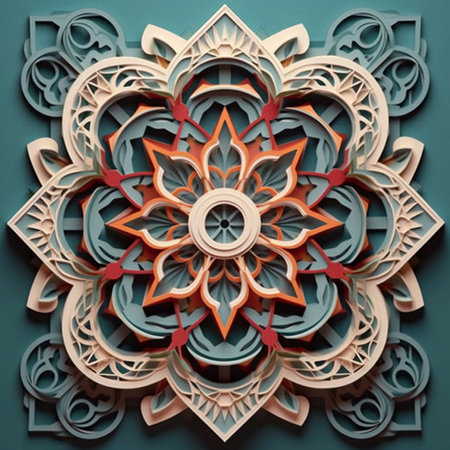 Colorful pattern on the wall in the form of a mandalaの素材