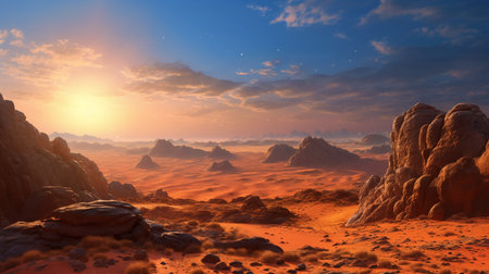 Fantasy alien planet. Mountain. 3D illustration. 3D CG.の素材