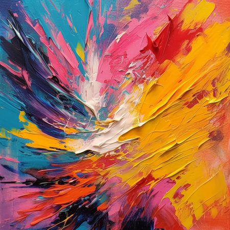 Colorful abstract background. Oil painting on canvas. Fragment of artwork.の素材