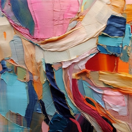 Painting close up of abstract colorful acrylic painting on canvas. Fragment of artworkの素材