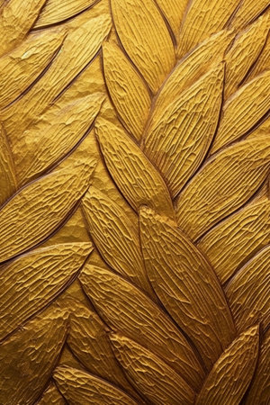 Close up of golden pattern on the wall of temple, Thailand.の素材