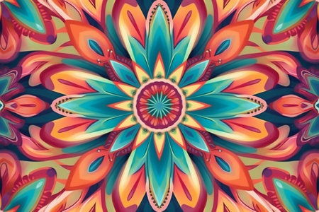 Mandala. Ethnic decorative element. Abstract kaleidoscope fabric design.の素材