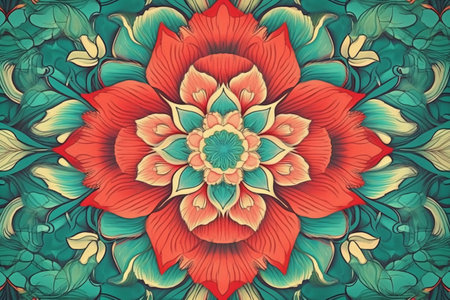Colorful abstract background with floral ornament. Mandala. Vector illustration.の素材