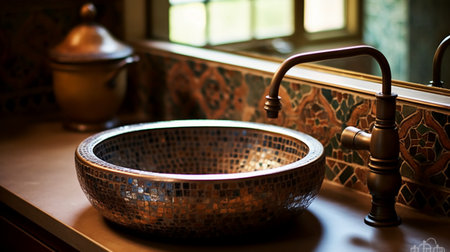 Washbasin in a luxury bathroom. Selective focus.の素材