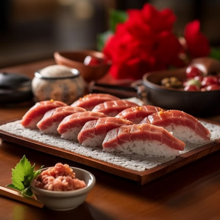 Japanese Sashimi - Sashimi Sushi on Rice Plateの素材