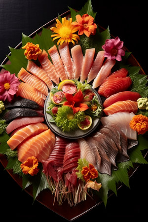 Sashimi platter with salmon, tuna, sashimi, japanese foodの素材