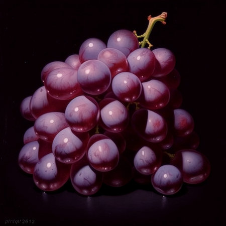 bunch of grapes on a black background. close-up.の素材