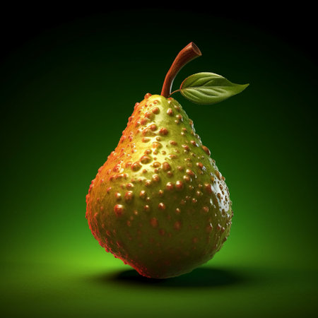 pear on a green background, 3d render, digital illustrationの素材