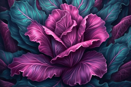 Cabbage. 3D illustration. Floral background. Nature.の素材