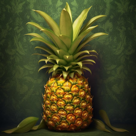 Pineapple on a green background with a place for your textの素材