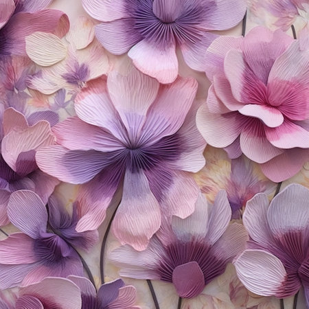 close up of a paper texture with pink and purple flowers - abstract backgroundの素材