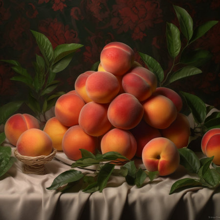 Still life with apricots on a dark background, still lifeの素材