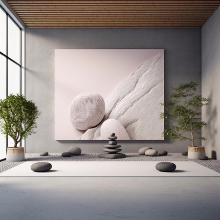 Minimalist living room interior with empty poster on the wall. 3d renderingの素材