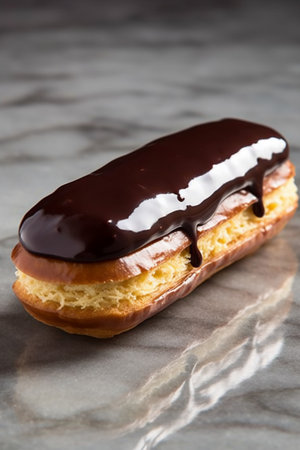Chocolate Eclairle Surface. Traditional French Dessert.の素材
