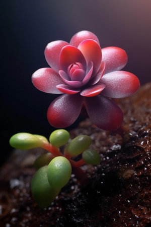 Succulent plant on a black background. Close-up.の素材