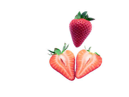 Strawberries placed on a white background.の写真素材