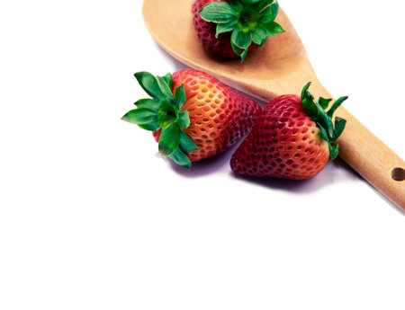 Strawberries placed on a white background.の写真素材