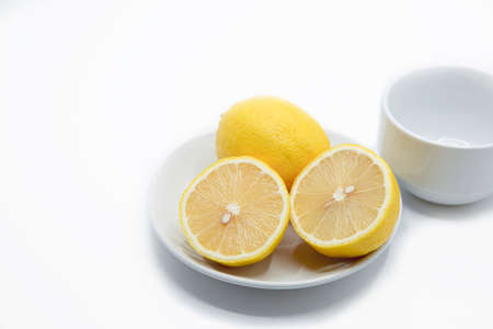 lemons on a white background.の写真素材