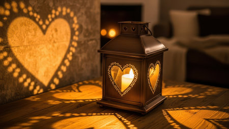 Lantern in the interior of the room with a heart.の素材
