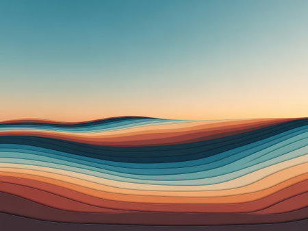 abstract background with smooth wavy lines in orange and blue colorsの素材