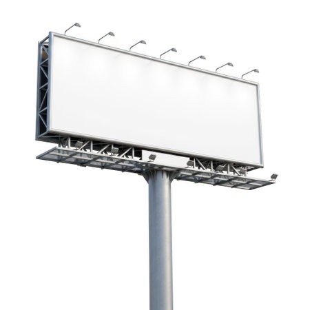 Empty billboard on tall metal poleの素材
