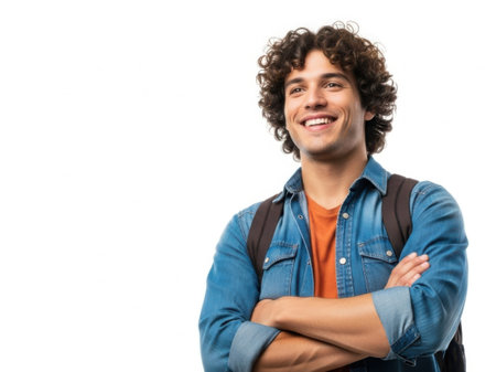 Confident young man smiling with arms crossedの素材
