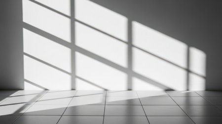 Sunlit room with large windowsの素材