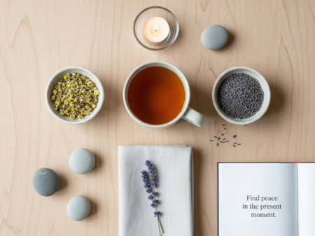 Calming tea time setupの素材