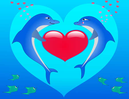 Two in love dolphinsのイラスト素材