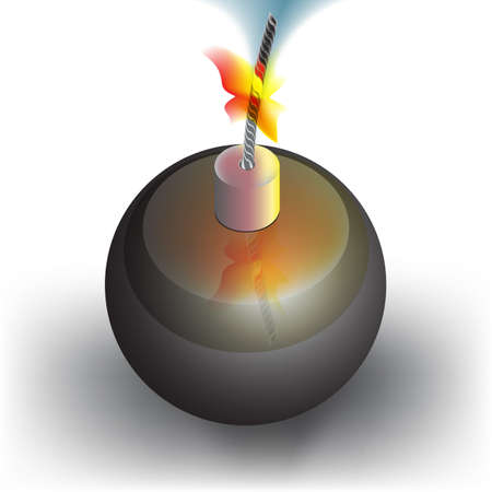 bomb icon with a burning wickのイラスト素材