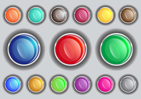Set buttons in various colors  のイラスト素材
