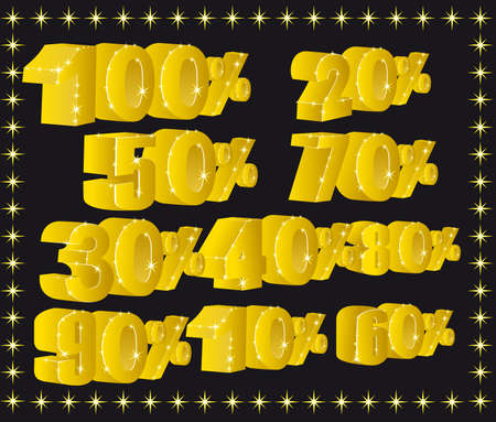 Gold figures with percentのイラスト素材