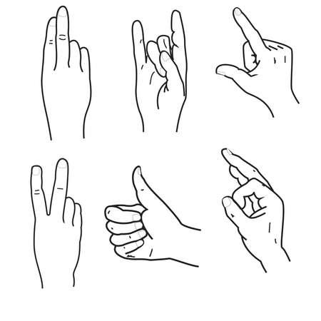Set of human hands , different  gestures, signals and signs のイラスト素材