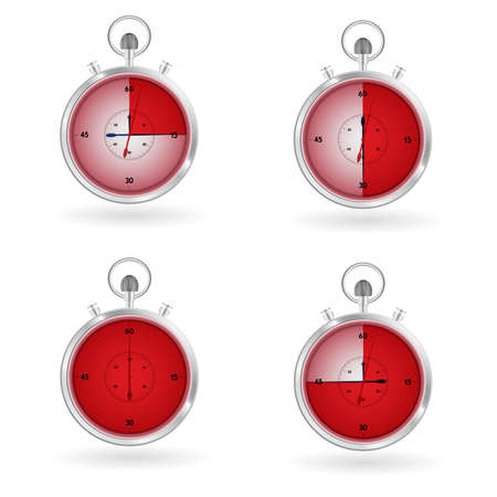 watch timer shows 15,30, 45 and 60 minutesのイラスト素材