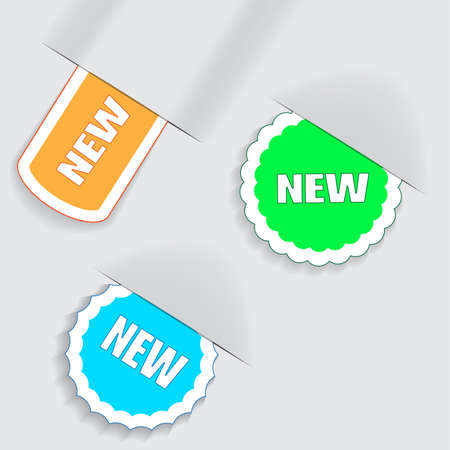Three variants of the  labels - new, for various useのイラスト素材