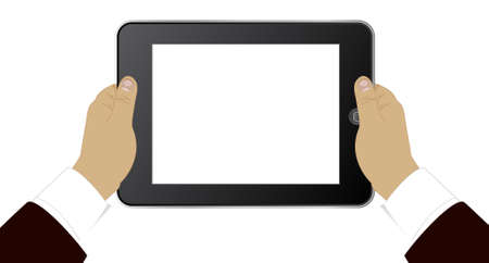 Modern PC tablet in hands of the businessman のイラスト素材