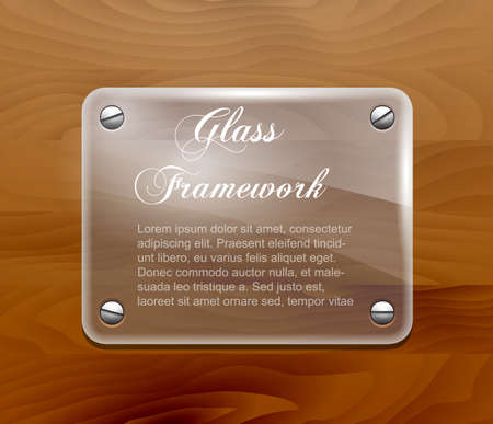 Glass framework on wooden a backgroundのイラスト素材